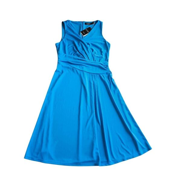 Lauren Ralph Lauren black label Sz 6 sleeveless jersey stretch dress in blaze oc - Picture 4 of 10